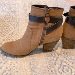Franco Sarto leather brown ankle boots. Inside zipper. Used but comfortable.